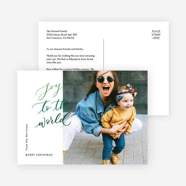 Calligraphic Joy Christmas Cards - Green