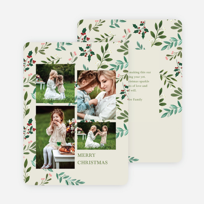 Delicate Greenery Christmas Cards - Multi