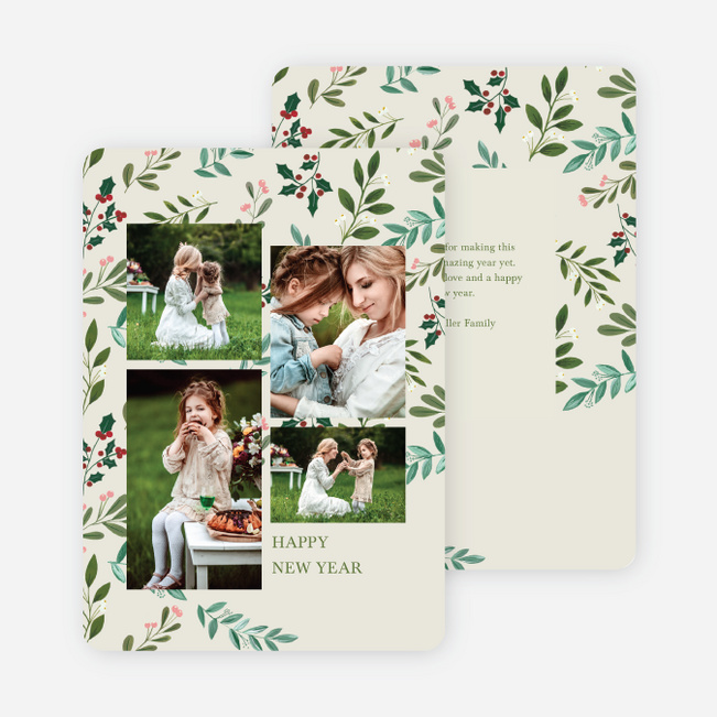 Delicate Greenery New Year Cards and Invitations - Multi