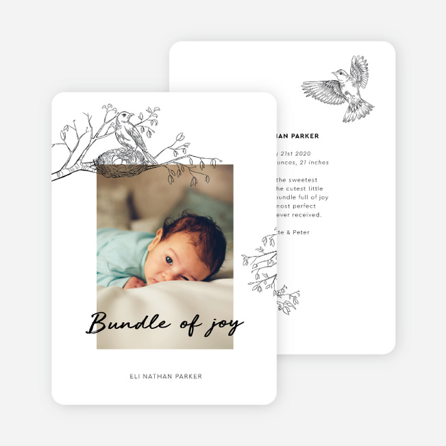 Nestled With Love Birth Announcements - White