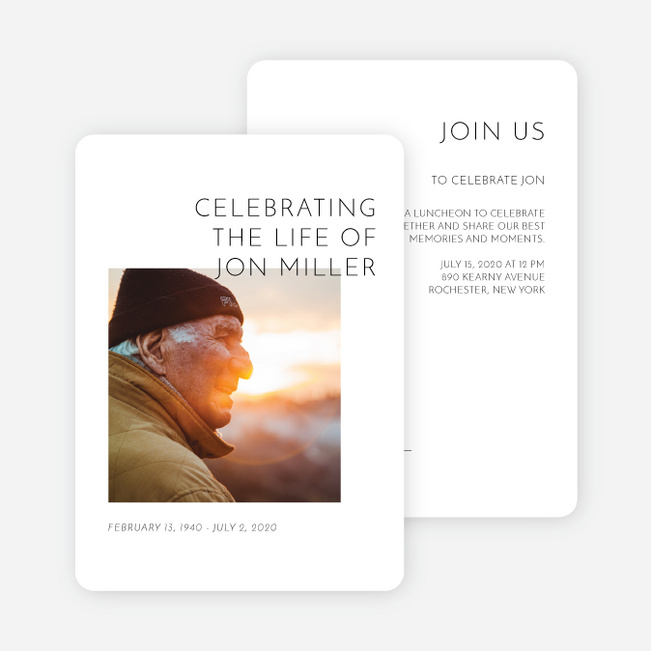 Cherished Celebration of Life Invitations - White