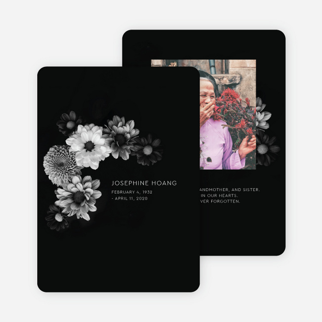 Always Remembered Memorial Cards - Black