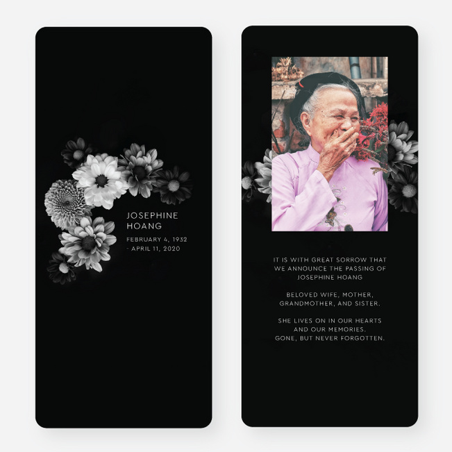 Always Remembered Memorial Cards - Black