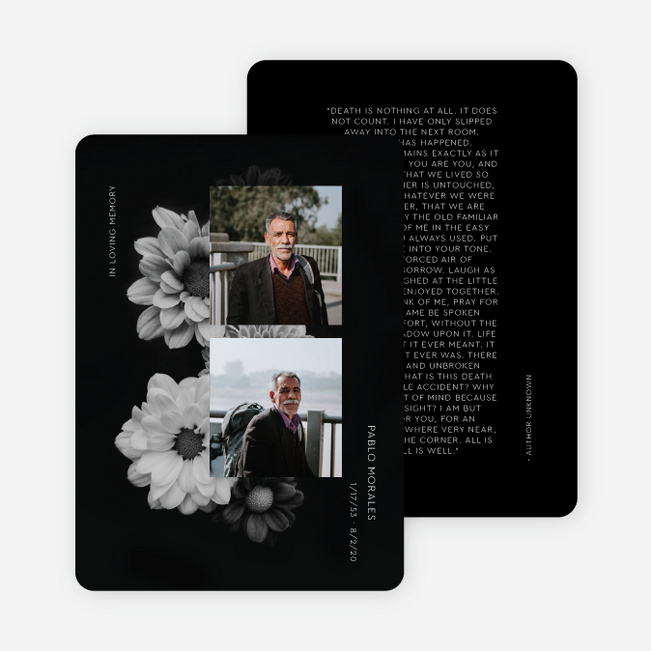 Beautiful Soul Memorial Cards - Black