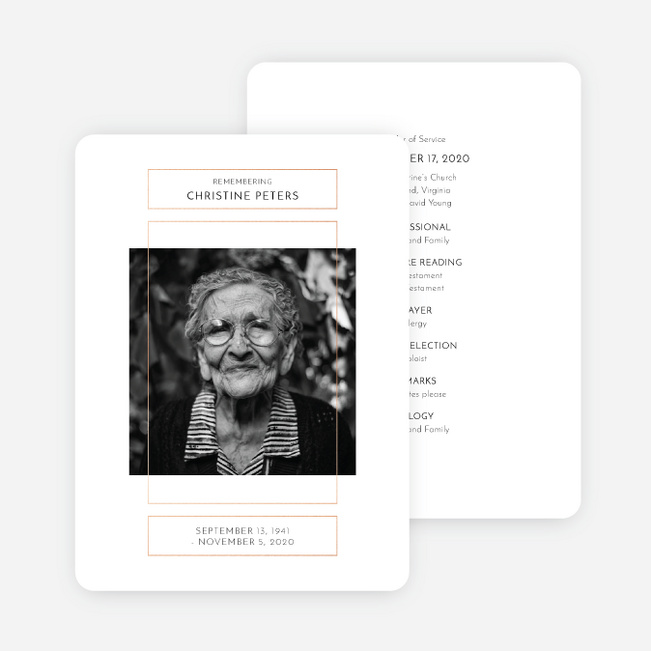 Foil Reverence Funeral Cards - Pink