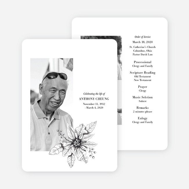 Timeless Impression Funeral Cards - White