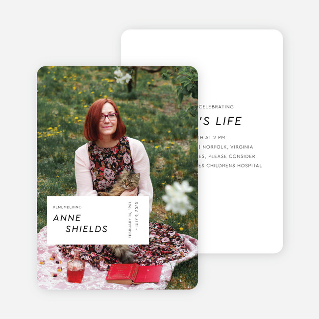 Fondest Memory Memorial Invitations - White