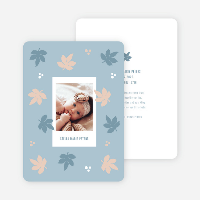 Leafy Snapshot Baby Announcements - Blue