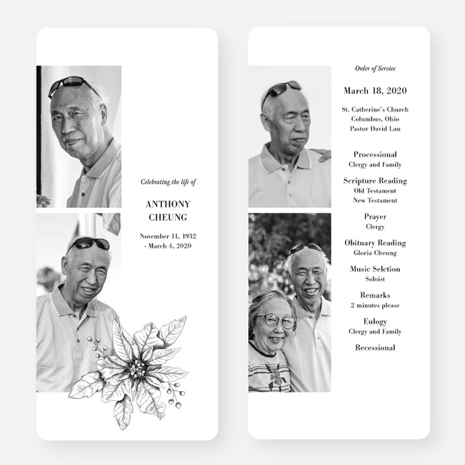 Timeless Impression Funeral Cards - White