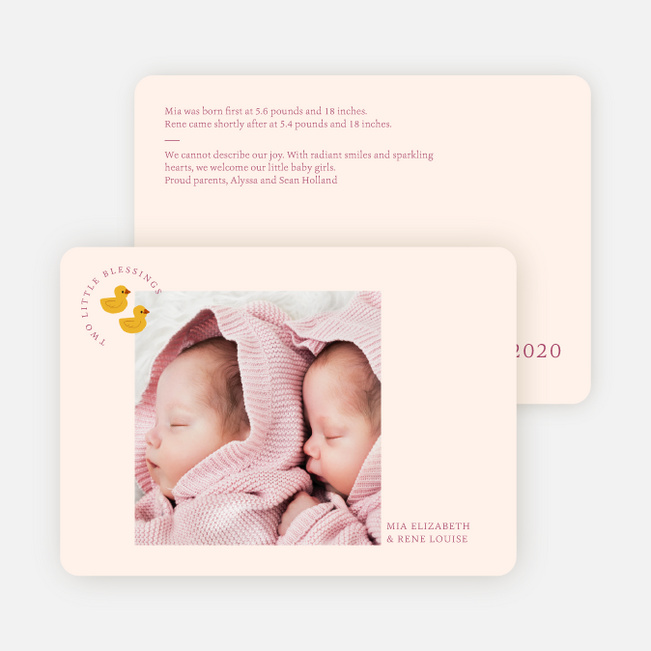 Darling Ducklings Multiples Announcements - Pink