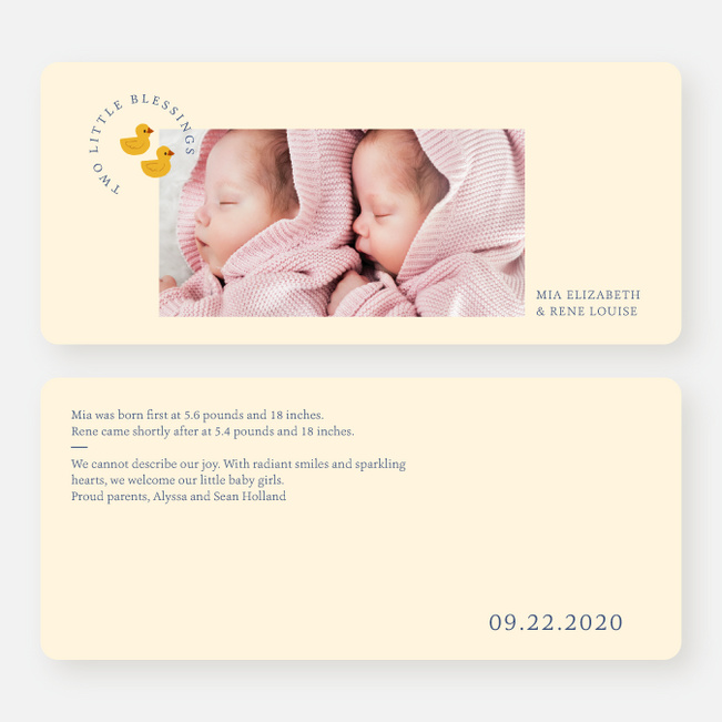 Darling Ducklings Multiples Announcements - Blue