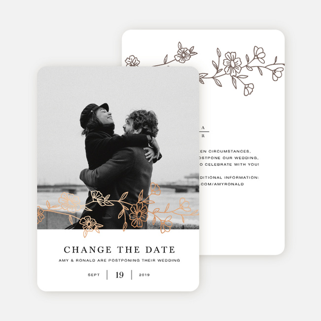 Elegant Roses Change of Date Cards - Brown