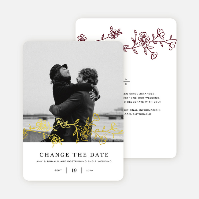 Elegant Roses Change of Date Cards - Red