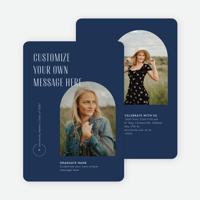 Arched Window Graduation Announcements & Graduation Invitations - Blue