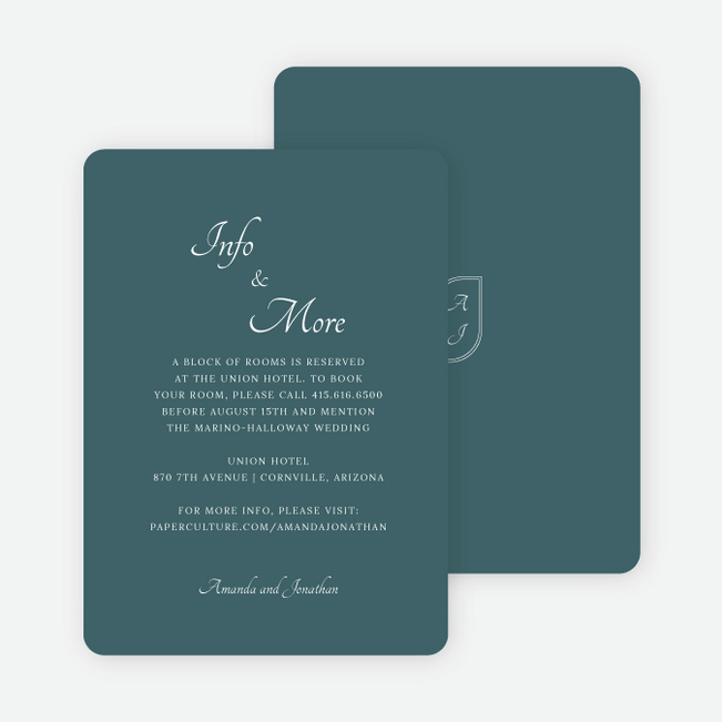Classic Appeal Wedding Information Cards - Blue