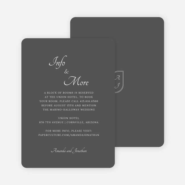 Classic Appeal Wedding Information Cards - Gray