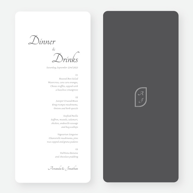 Classic Appeal Wedding Menus - Gray