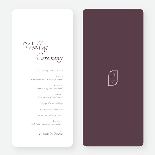 Classic Appeal Wedding Programs - Purple