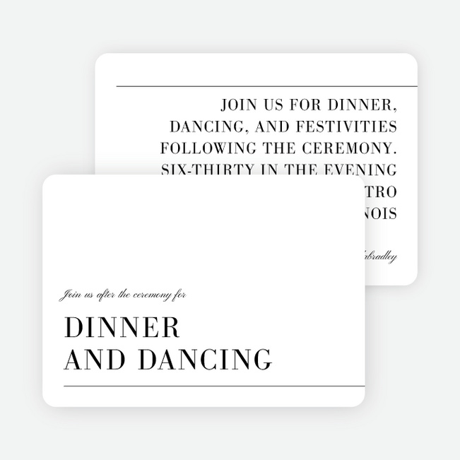 Eloquent Print Wedding Information Cards - Black