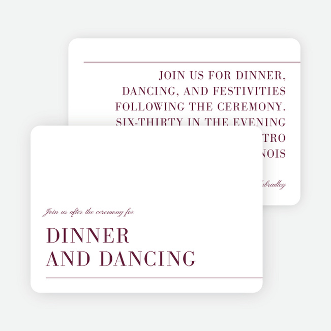 Eloquent Print Wedding Information Cards - Red