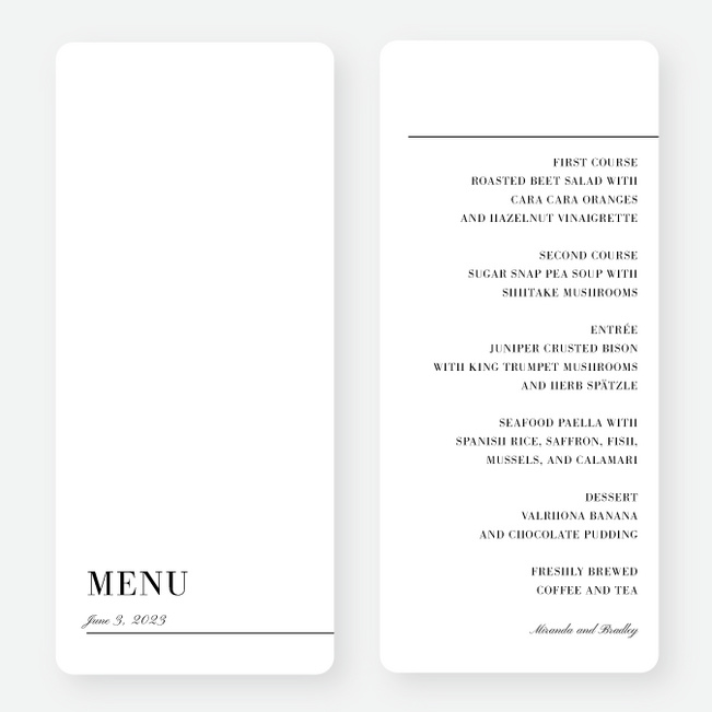 Eloquent Print Wedding Menus - Black