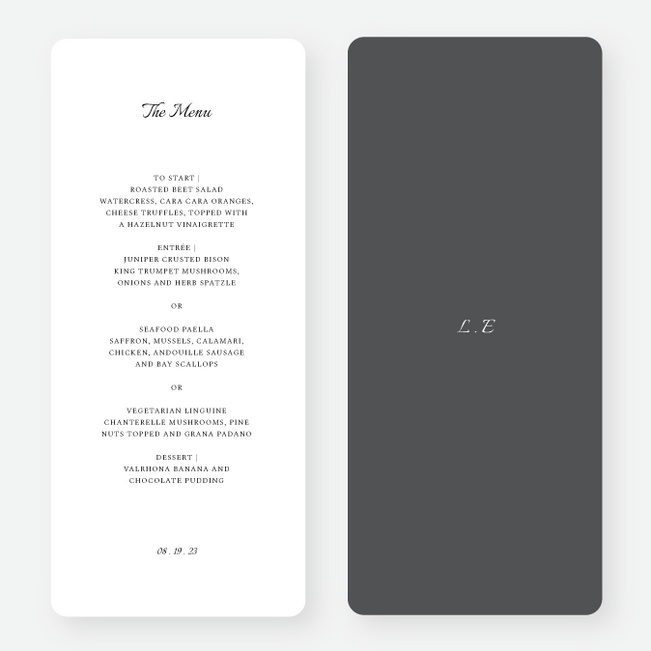 Filled With Grace Wedding Menus - Gray