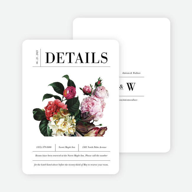 Floral Perfection Wedding Information Cards - Multi