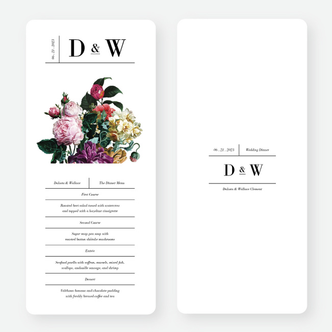 Floral Perfection Wedding Menus - Multi