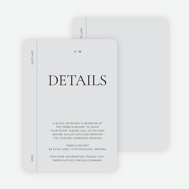 New Journey Wedding Information Cards - Gray