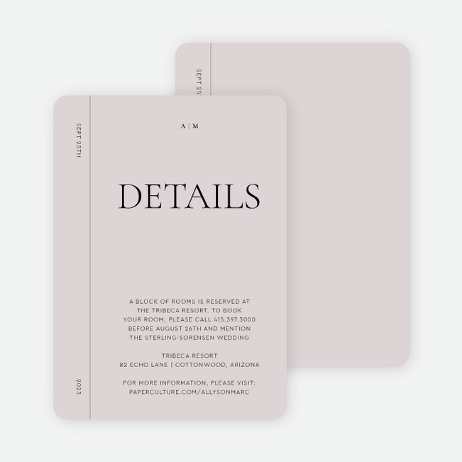 New Journey Wedding Information Cards - Purple