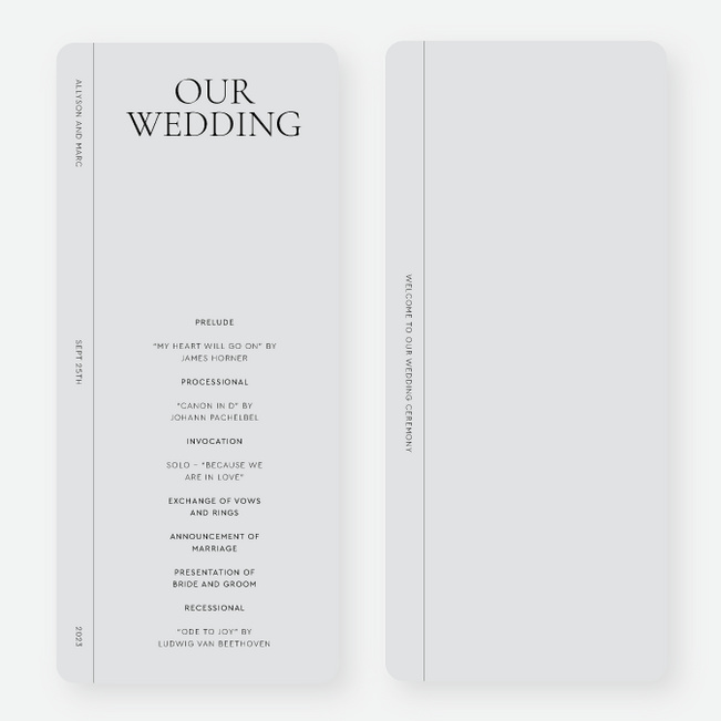 New Journey Wedding Programs - Gray