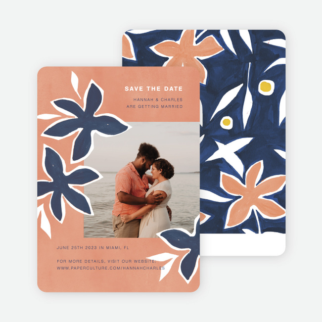 Pretty Petals Save the Date Cards - Blue