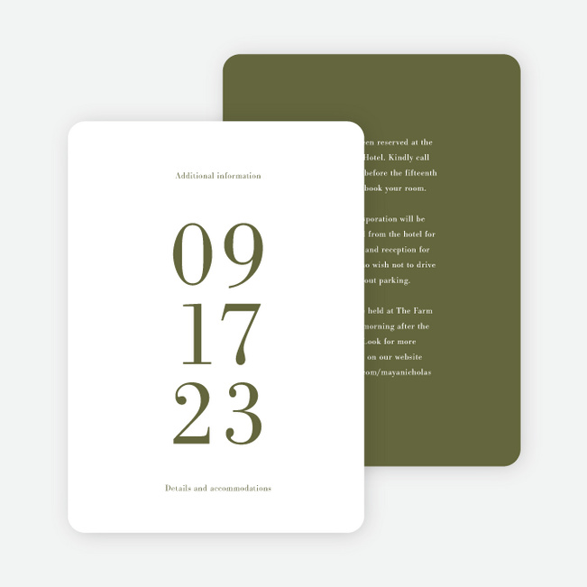 Profound Moment Wedding Information Cards - Green
