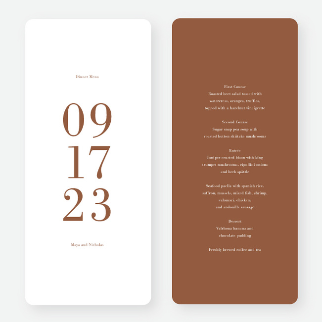 Profound Moment Wedding Menus - Orange