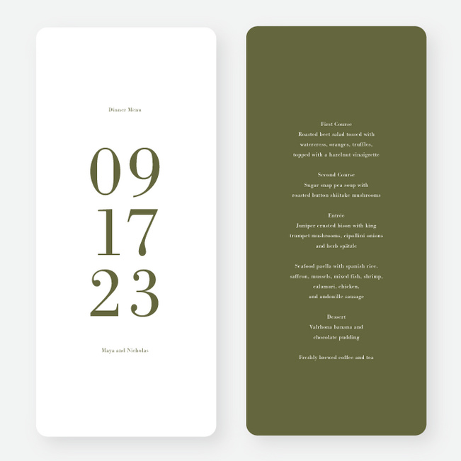 Profound Moment Wedding Menus - Green