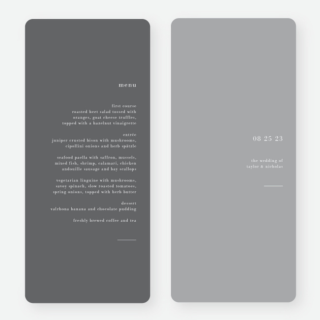 Tightly Knit Wedding Menus - Gray