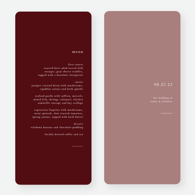 Tightly Knit Wedding Menus - Red