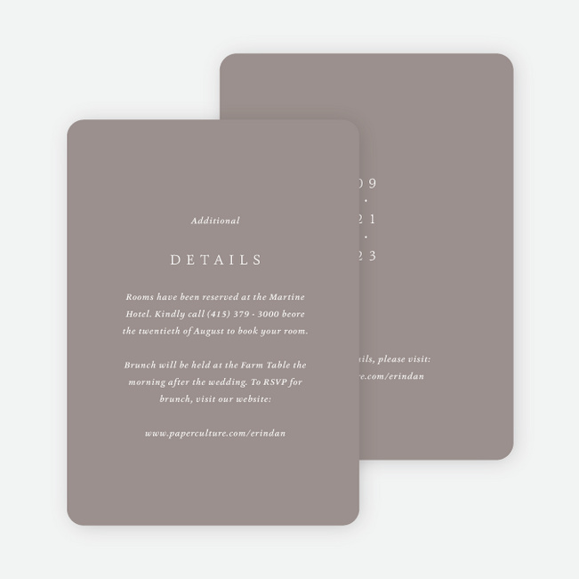 Top of Mind Wedding Information Cards - Beige