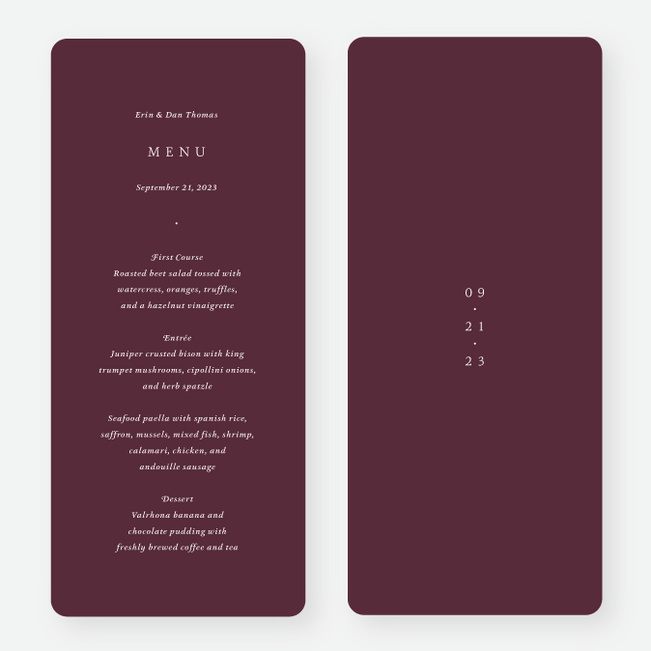 Top of Mind Wedding Menus - Red