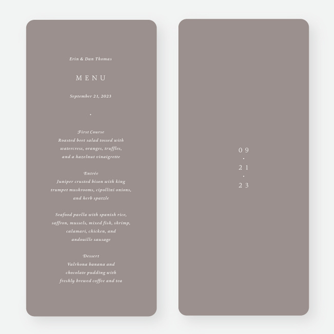 Top of Mind Wedding Menus - Beige