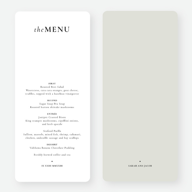 Winning Combination Wedding Menus - Beige