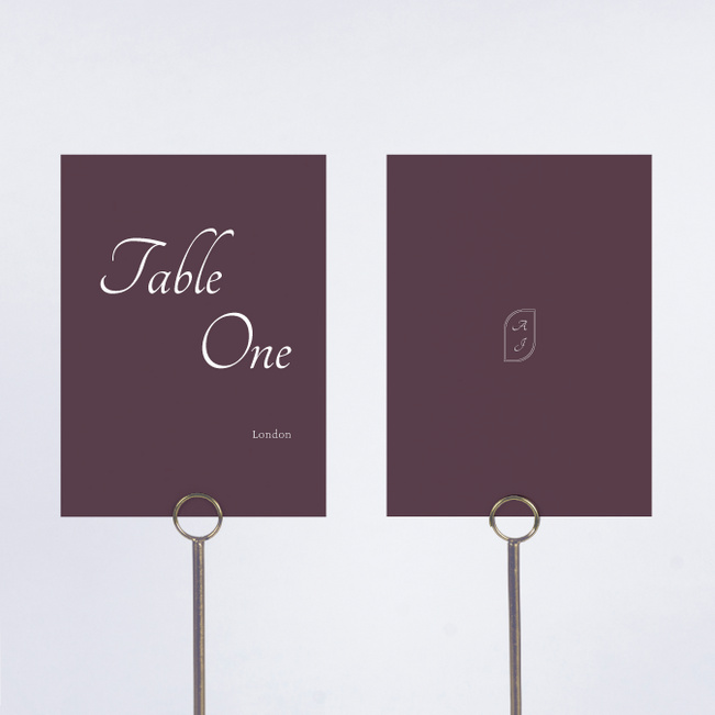 Classic Appeal Wedding Table Cards - Purple