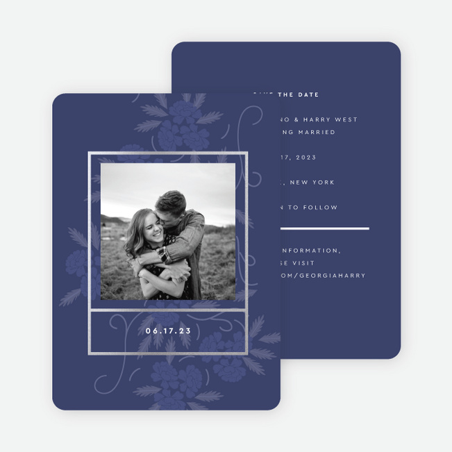 Floral Watermark Save the Date Cards - Blue