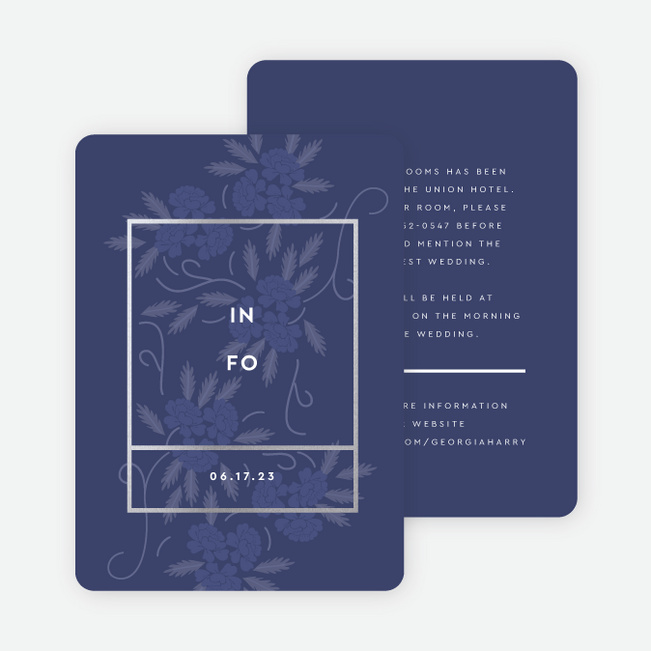 Floral Watermark Wedding Information Cards - Blue