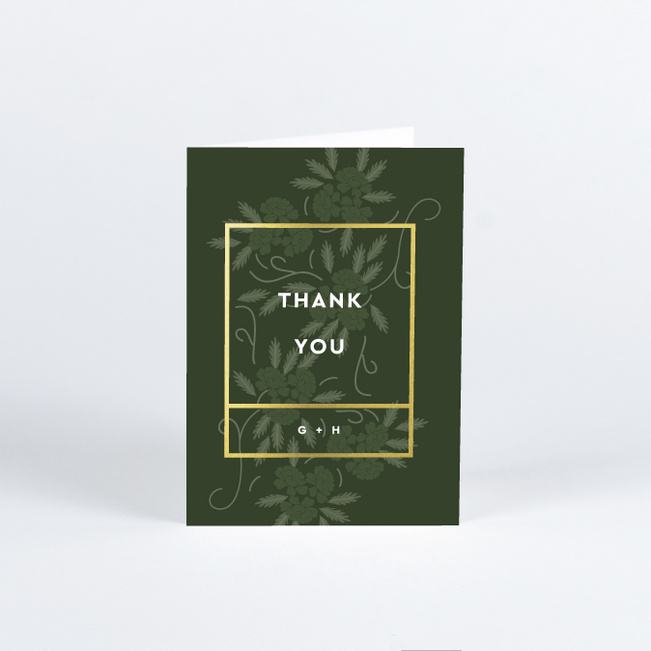 Floral Watermark Wedding Thank You Cards - Green