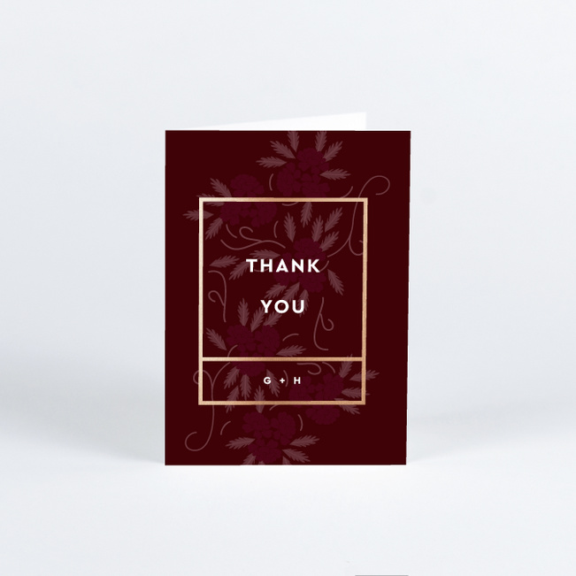 Floral Watermark Wedding Thank You Cards - Red
