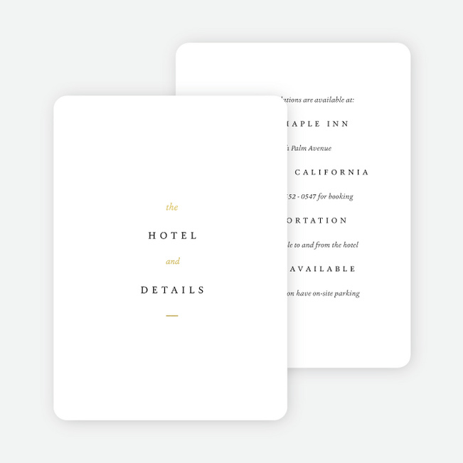 Foil Accents Wedding Information Cards - Yellow