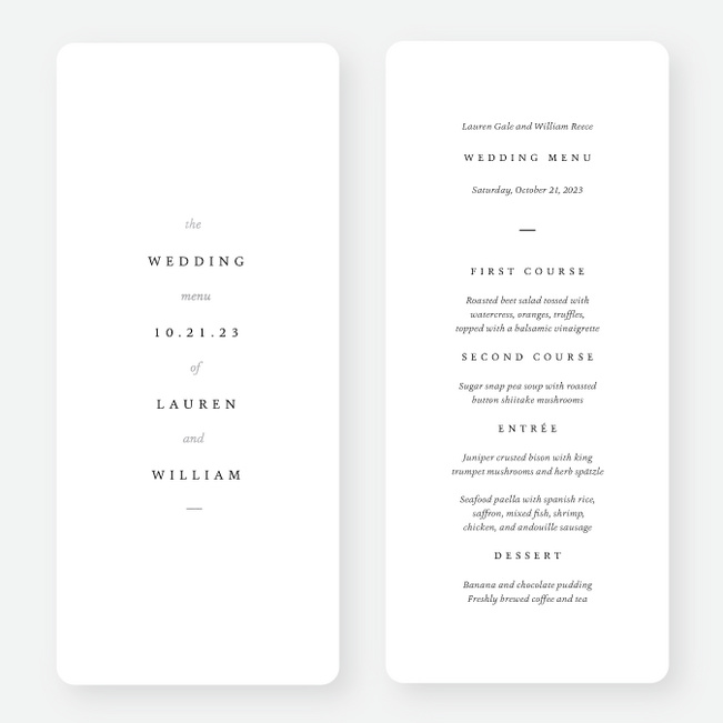 Foil Accents Wedding Menus - Gray