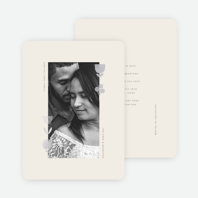 Foil Flower Impression Save the Date Cards - Gray