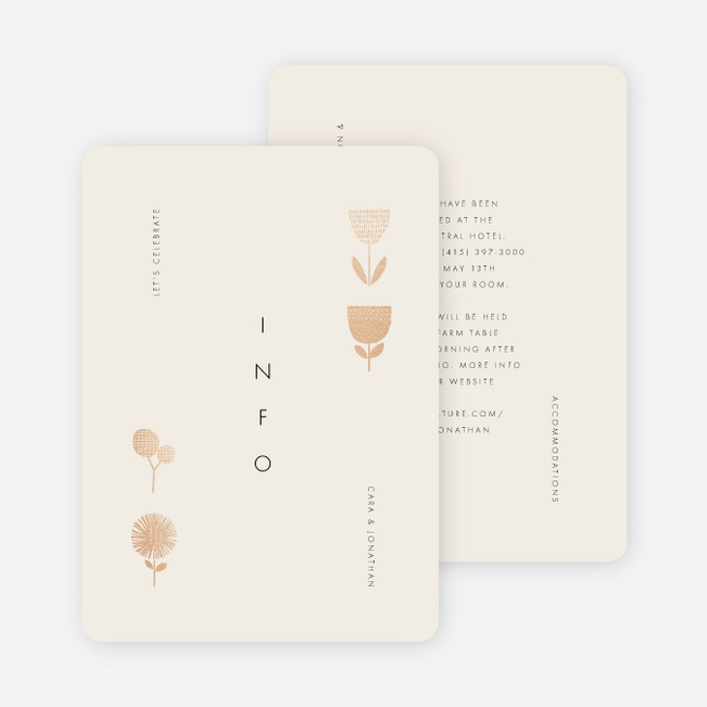 Foil Flower Impression Wedding Information Cards - Pink